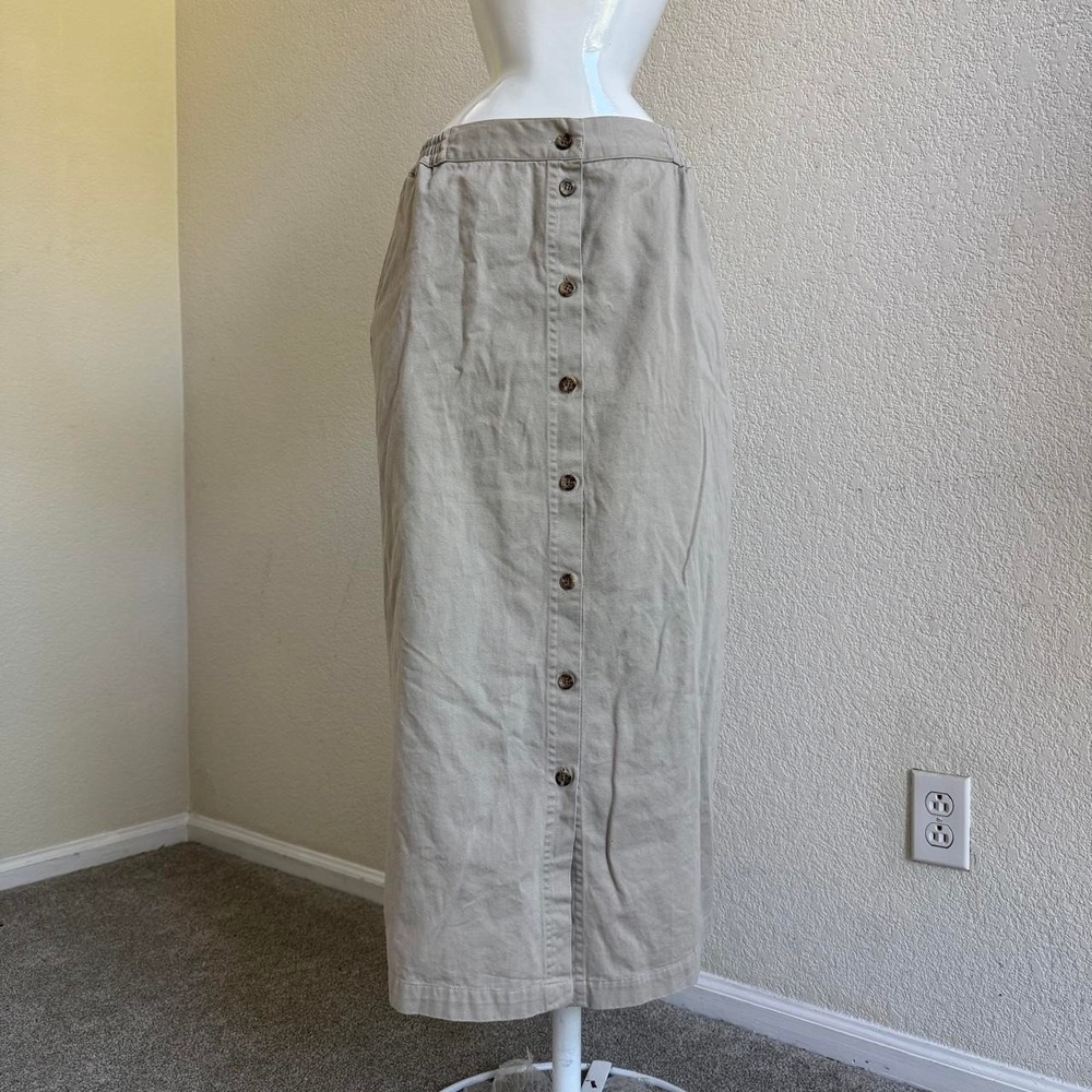 Bobbie Brooks Tan cotton button up maxi skirt size 12